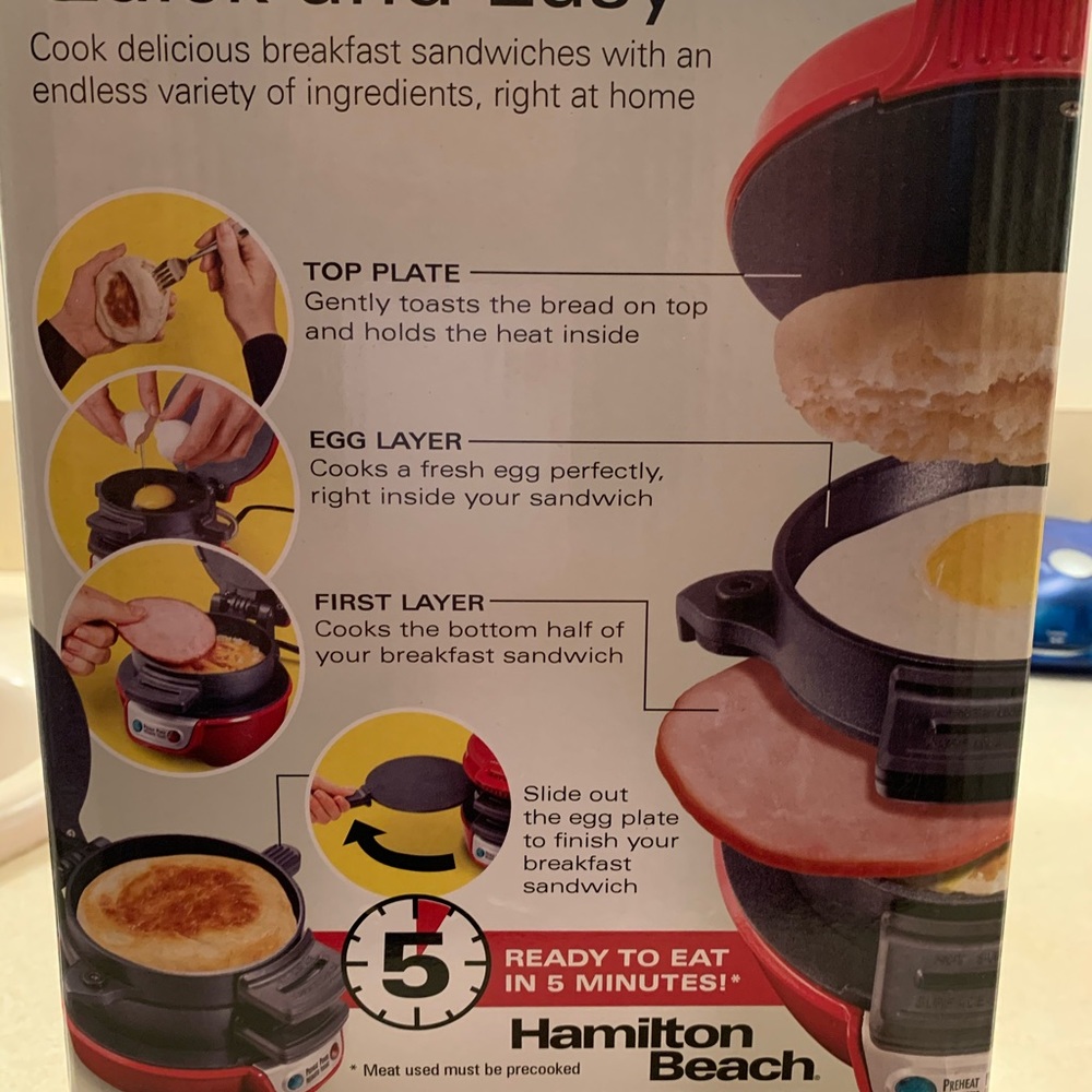 NIB.  Hamilton Beach breakfast sandwich maker